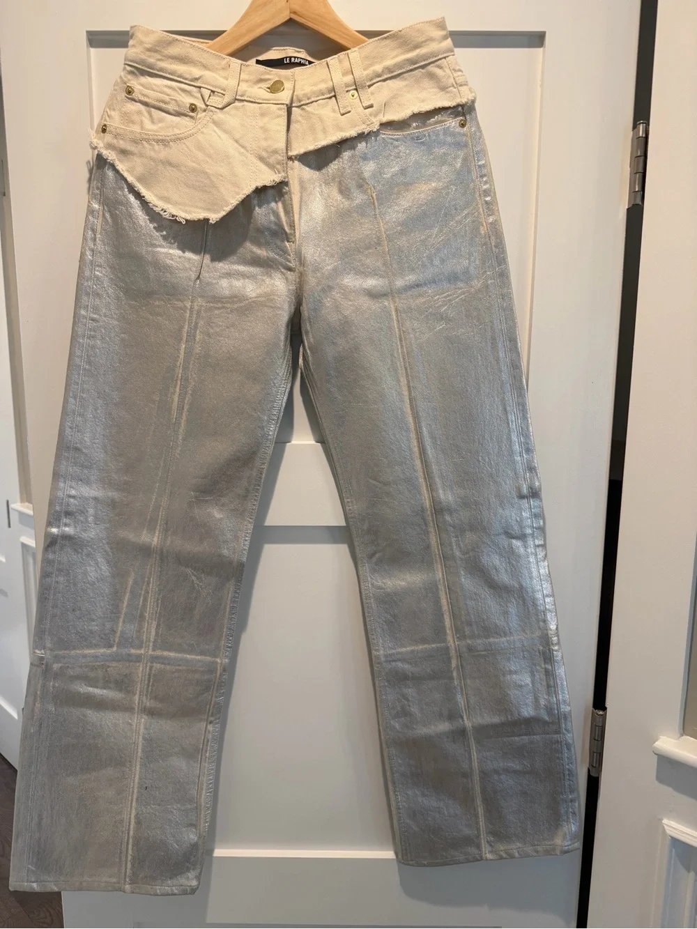 Jacquemus Silver Metallic Women's Jeans - Picture 2 of 4